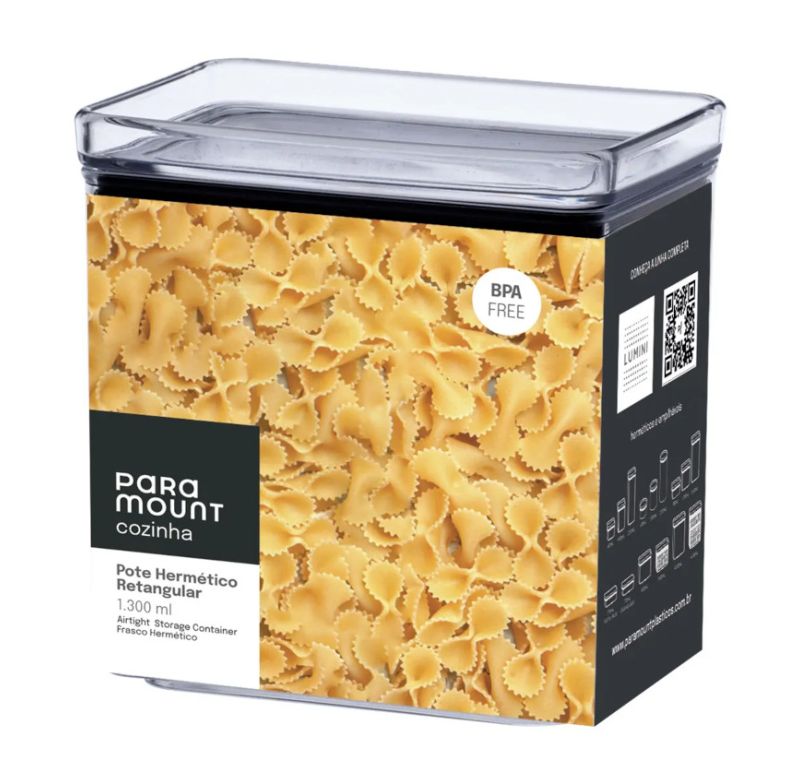 Pote Hermetico Paramount 1168 Lumini Retangular 1300ml