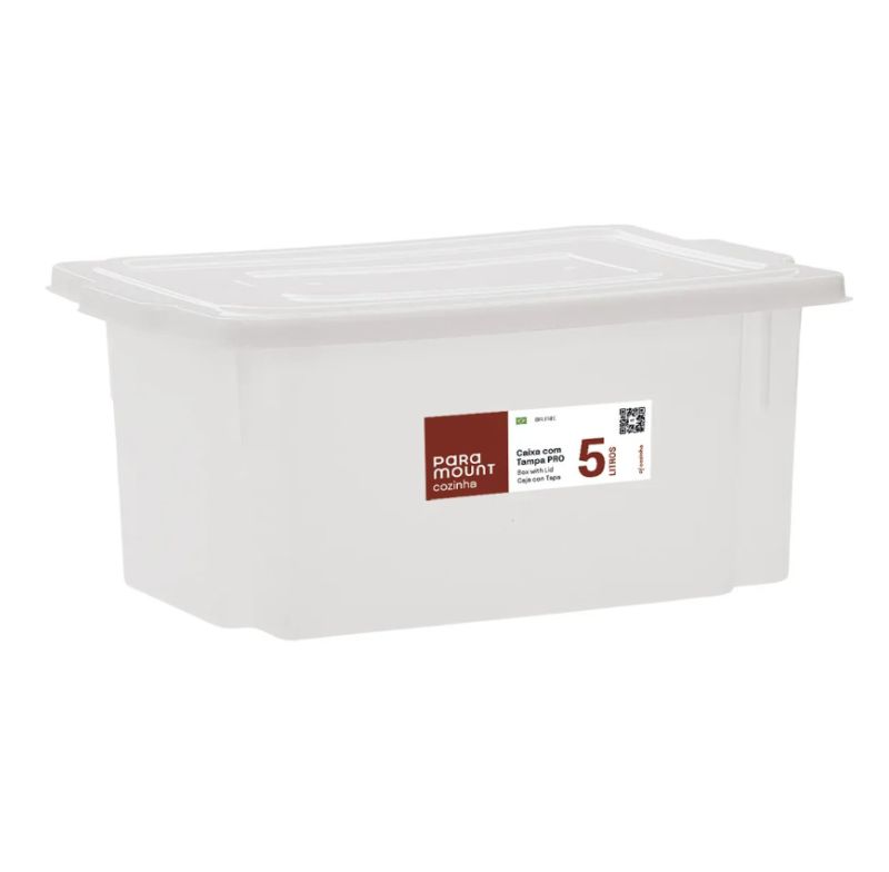Caixa Plastica Pro 5l Paramount 537 Com Tampa Branca