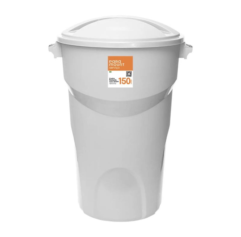 Lixeira Redonda Paramount 452 Branca Com Tampa 150l