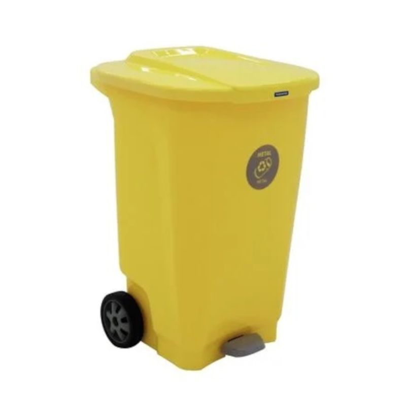 Lixeira T-force Basic Tramontina 92815800 Com Rodas Amarelo 100l