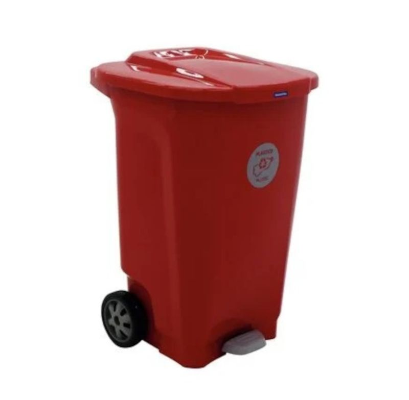 Lixeira T-force Basic Tramontina 92815840 Com Rodas Vermelho 100l