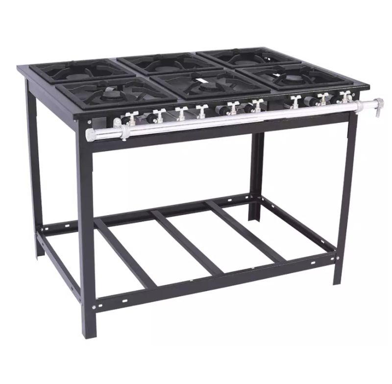 Fogao Ind Gas Extra 6q Venancio 3 Queim Simples E 3 Queim Duplo C/ Pe Espera Forno E6[14804]