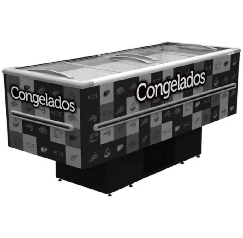 Ilha Congelados 220v Fricon Iced568-2v056 Preto 1led 568l