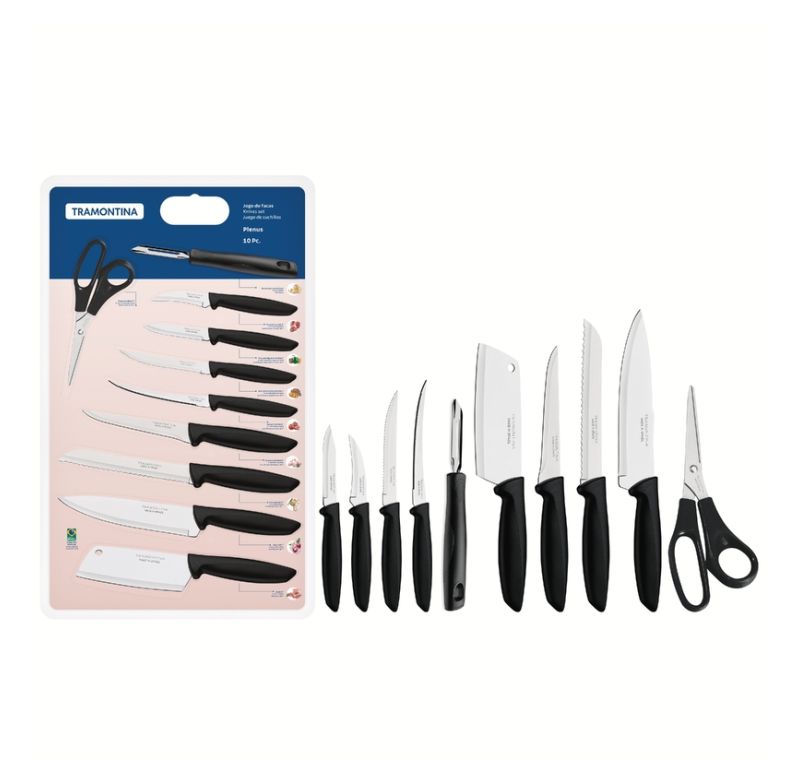 Jogo De Facas 10pcs Tramontina 23498065 Plenus Preto