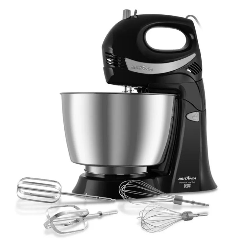 Batedeira Diamante Turbo Duo 127v Britania 33401237 Inox Preta