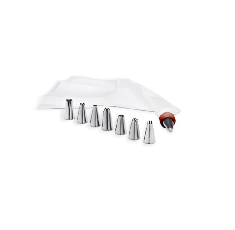 Cj 8 Bicos Com Saco Confeitar Brinox 3500/322 Glace/choc 1,8cm