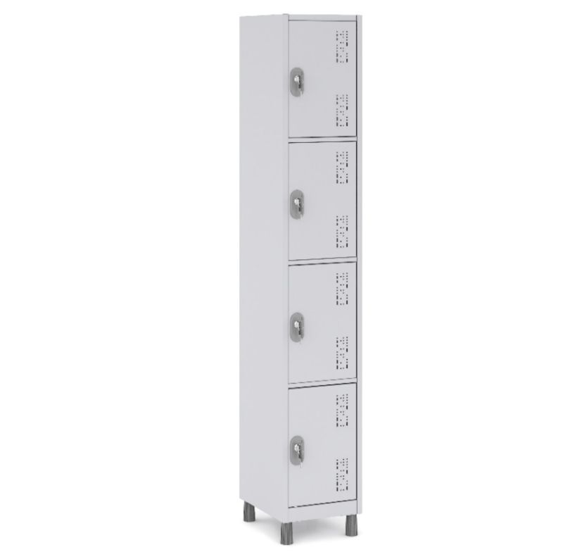 Roupeiro Locker Montavel Inicial Leve 4p C/pitao 32,2x40x182 W3 Wm40041epccrccr Cinza