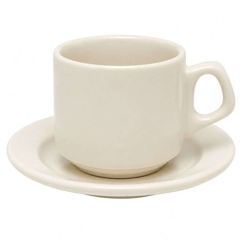 Xicaras De Cha 180ml Com Pires Plus Oxford 05882 Off White
