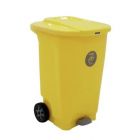 LIXEIRA T-FORCE BASIC TRAMONTINA 92815800 COM RODAS DE BORRACHA AMARELO 100L
