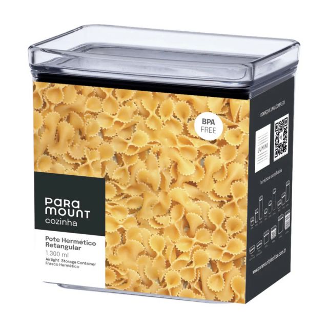 Pote Hermetico Paramount 1168 Lumini Retangular 1300ml