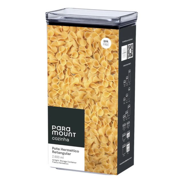 Pote Hermetico Paramount 1169 Lumini Retangular 2600ml