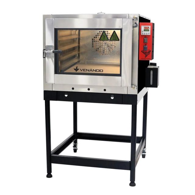FORNO VENANCIO TURBO TWISTER GAS 5 ESTEIRAS EXT ACO INT ACO PAINEL VERM 4 ROD 220V 5 TRILHOS FVT5[37313]