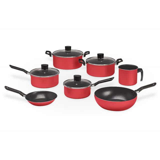 CONJUNTO DE PANELAS 7 PECAS GARLING BRINOX 7001/441 VERMELHO