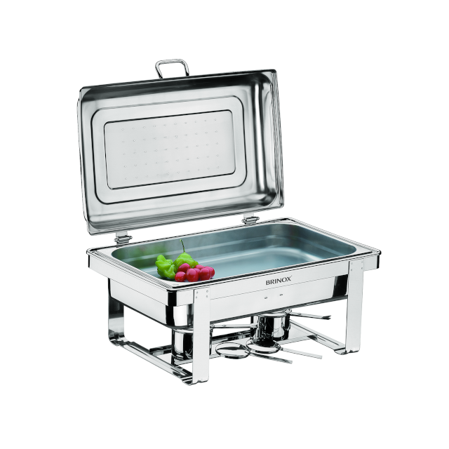 RECHAUD BRINOX 1098/202 RETANGULAR COM FOGAREIRO GN 1/2 ST