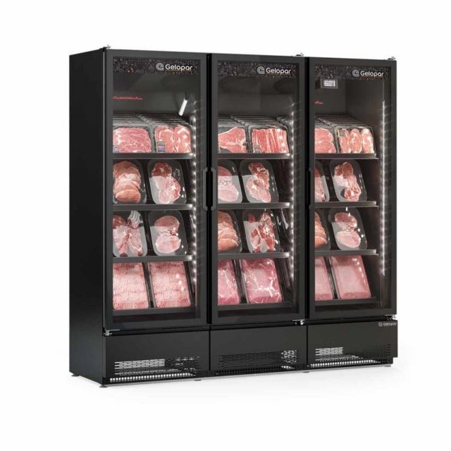 Refri Vertical Conveniencia Gelopar 81163.09.2 Carbono Gcbc-1450 Cb/pr/220v Preto 3 Portas