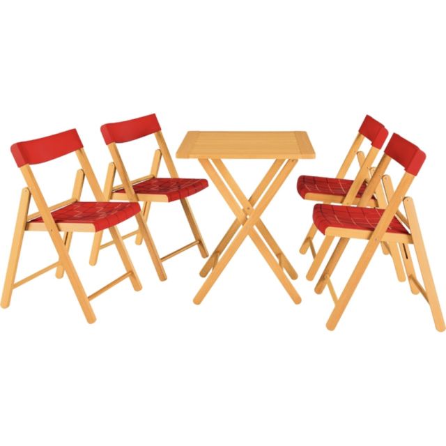 CONJUNTO MESA E CADEIRA POTENZA TRAMONTINA 10630032 VERMELHO 5 PECAS