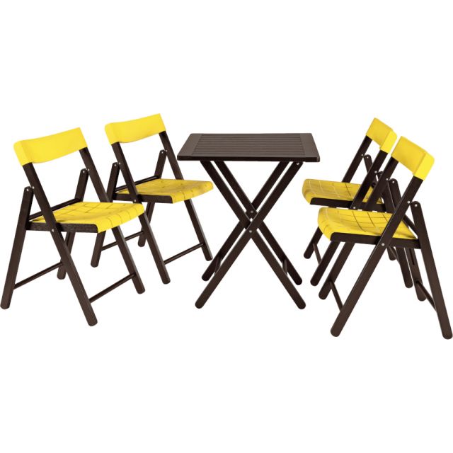 CONJUNTO MESA E CADEIRA POTENZA TRAMONTINA 10630045 EM MADEIRA AMARELO 5 PCS